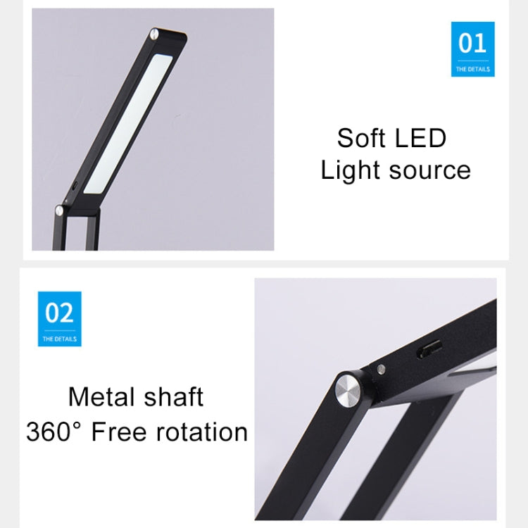 Lampe de bureau LED 3W Pliable Réglable Rechargeable USB Protection des yeux