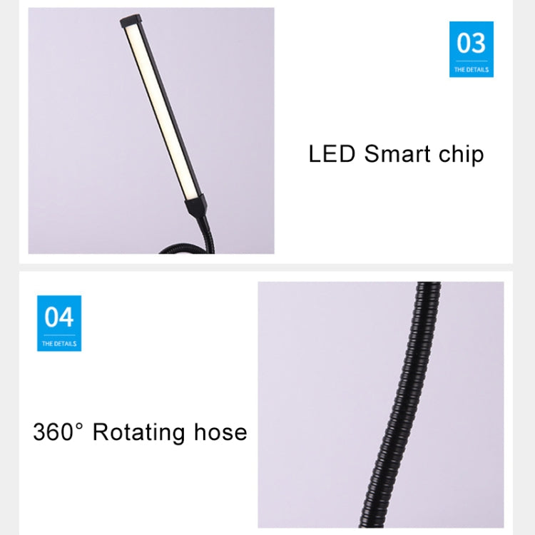 Lampe de bureau LED 8W pliante et réglable avec protection des yeux, version USB à brancher, version USB à brancher (blanc), version USB à brancher (noir)