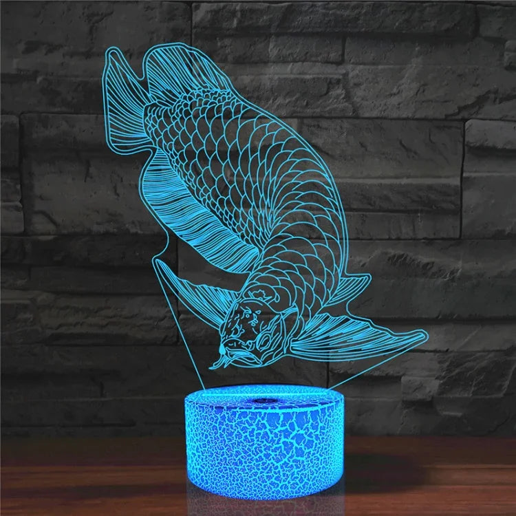 Lampe de table LED 3D colorée en forme de poisson, version USB tactile, version USB tactile