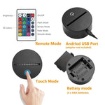 Playing Baseball Shape 3D Colorful LED Vision Light Table Lamp, USB Touch Version, USB Touch Version