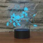 Lampe de table à vision LED 3D colorée en forme de joueur de hockey sur glace, version tactile rechargeable, version tactile rechargeable