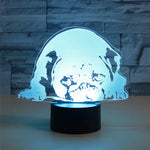 Lampe de table à vision LED 3D colorée en forme de chien prosterné, version tactile rechargeable, version tactile rechargeable