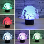 Lampe de table à vision LED 3D colorée en forme de chien prosterné, version tactile rechargeable, version tactile rechargeable