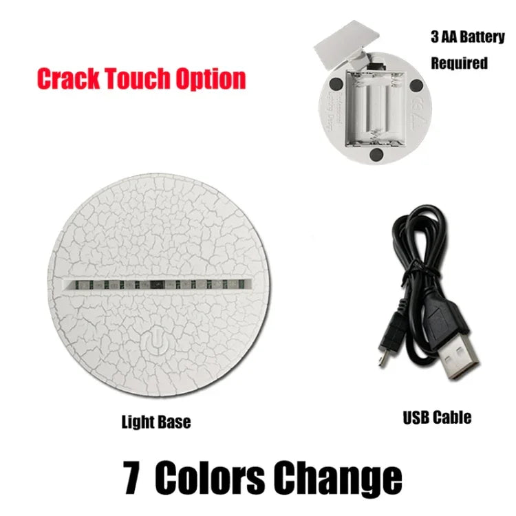 Lampe de table LED 3D vision colorée en forme de coq, version tactile craquelée, version tactile craquelée