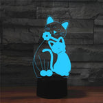 Lampe de table à illusion d'optique LED 3D en forme de chat, version tactile rechargeable, version tactile rechargeable