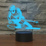Lampe de table à LED colorée 3D en forme de skieur, version télécommandée 16 couleurs, version télécommandée 16 couleurs