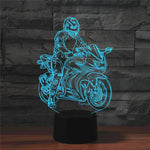 Lampe de table à vision LED 3D colorée en forme de moto, version tactile rechargeable, version tactile rechargeable