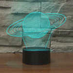 Lampe de table LED 3D Saturne, Veilleuse à illusion d'optique, Version craquée avec télécommande
