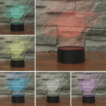 Lampe de table LED 3D Saturne, Veilleuse à illusion d'optique, Version craquée avec télécommande