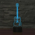 Five-string Guitar Shape 3D Colorful LED Vision Light Table Lamp, Charging Touch Version, Charging Touch Version