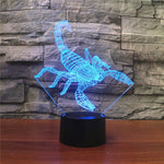 Lampe de table à LED 3D colorée en forme de scorpion, version USB tactile, version USB tactile