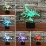 Lampe de table à LED 3D colorée en forme de scorpion, version USB tactile, version USB tactile