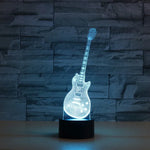 Lampe de table à vision LED 3D colorée en forme de guitare, version tactile rechargeable, version tactile rechargeable