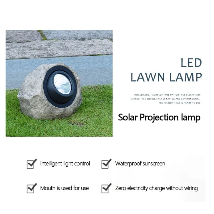 Projecteur à LED solaire effet pierre, étanche IP65, pour jardin et pelouse
