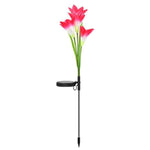 Fleur de lys artificielle 4 têtes, lampe solaire de pelouse décorative LED étanche IP55 pour extérieur, lumière blanche, lumière blanche