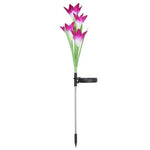 Fleur de lys artificielle 4 têtes, lampe solaire de pelouse décorative LED étanche IP55 pour extérieur, lumière blanche, lumière blanche