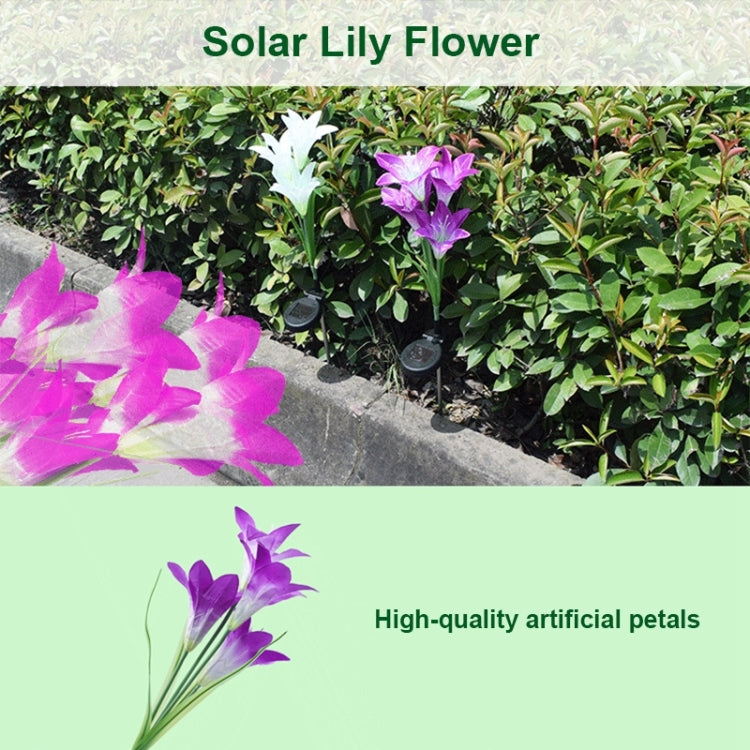 Fleur de lys artificielle 4 têtes, lampe solaire de pelouse décorative LED étanche IP55 pour extérieur, lumière blanche, lumière blanche