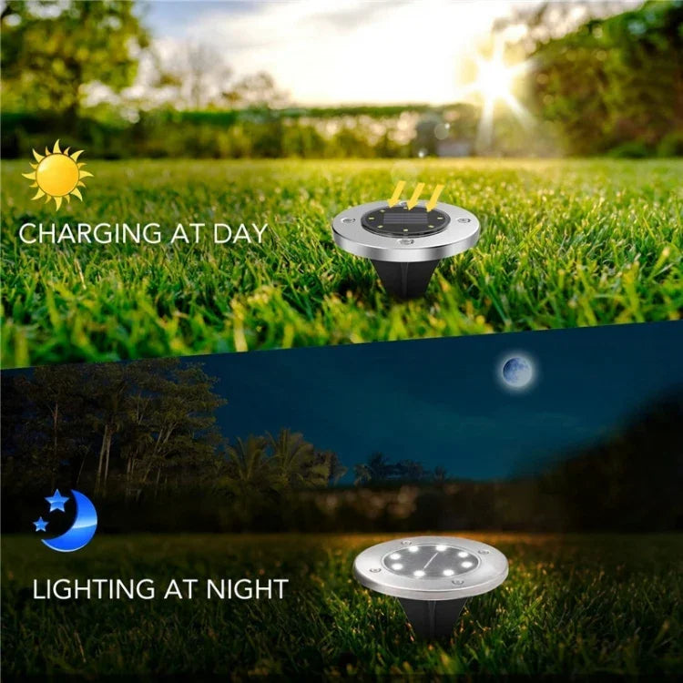 2 Lampes solaires enterrées à 10 LED IP65 étanches pour l'extérieur, lampes de rue de jardin, 10 LED