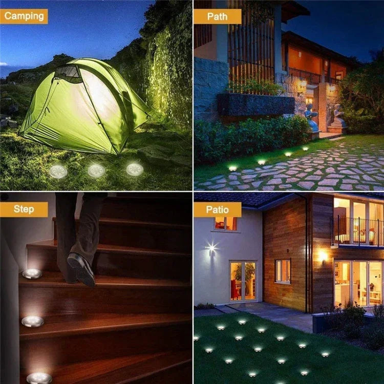 2 PIÈCES 12 LED Lampes solaires encastrées Lampe souterraine IP65 Étanche Extérieur Jardin Rue, 12 LED