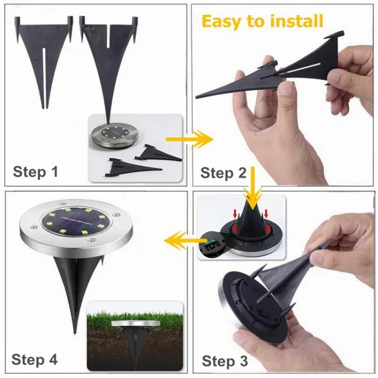 2 PIÈCES 12 LED Lampes solaires encastrées Lampe souterraine IP65 Étanche Extérieur Jardin Rue, 12 LED