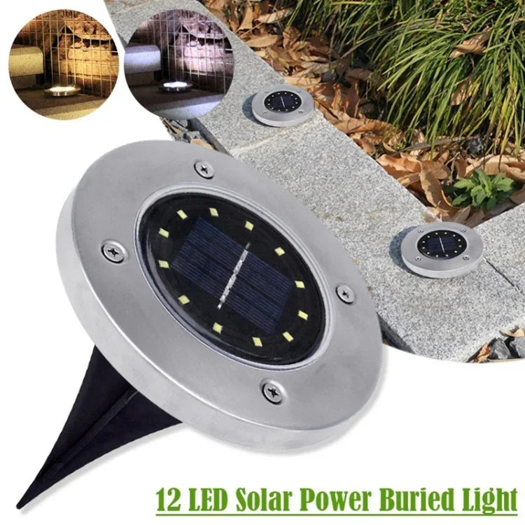 2 PIÈCES 12 LED Lampes solaires encastrées Lampe souterraine IP65 Étanche Extérieur Jardin Rue, 12 LED