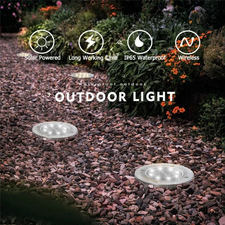 2 PIÈCES 12 LED Lampes solaires encastrées Lampe souterraine IP65 Étanche Extérieur Jardin Rue, 12 LED