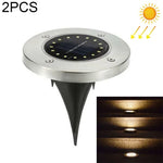 2 Lampes solaires enterrées à 16 LED, étanches IP65, pour jardin et extérieur, 16 LED