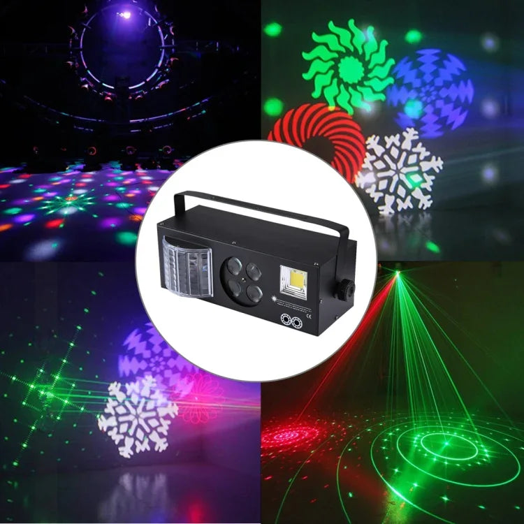Projecteur 4 en 1 lumière d'ambiance pour scène intérieure avec support / fonctionnement automatique / contrôle sonore / DMX512, AC 90-240V