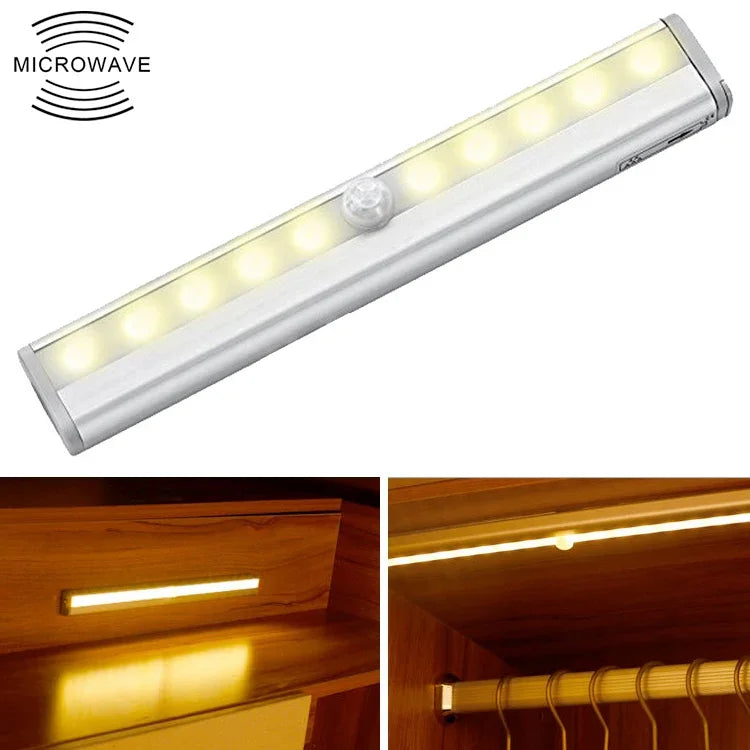 0,8W 10 LED Lumière Blanche Chaude Étroite Capteur de Corps Humain Intelligent Lumière LED Couloir Armoire, Version Rechargeable USB, 0,8W 10 LED Blanc Chaud