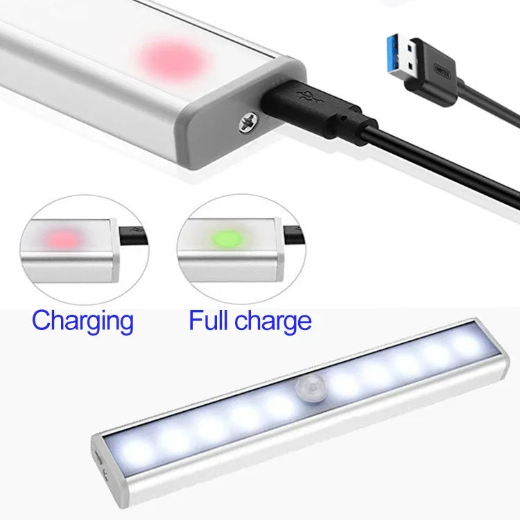 0,8W 10 LED Lumière Blanche Chaude Étroite Capteur de Corps Humain Intelligent Lumière LED Couloir Armoire, Version Rechargeable USB, 0,8W 10 LED Blanc Chaud