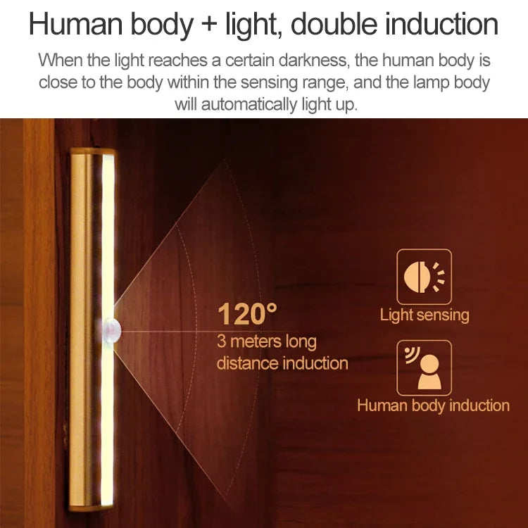 0,8W 10 LED Lumière Blanche Chaude Étroite Capteur de Corps Humain Intelligent Lumière LED Couloir Armoire, Version Rechargeable USB, 0,8W 10 LED Blanc Chaud