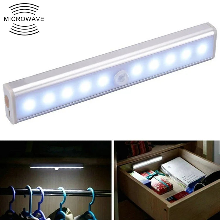 1.8W 10 LEDs Lumière blanche Écran large Capteur intelligent de corps humain Lampe de couloir à LED, Version sur piles, 1.8W 10 LEDs Blanc (Version sur piles)