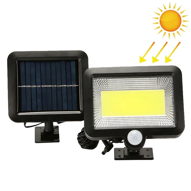 Lampe murale solaire COB avec détection corporelle séparée, lumière de jardin étanche pour extérieur, éclairage de rue, 100 COB