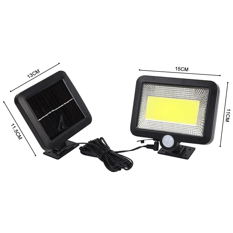 Lampe murale solaire COB avec détection corporelle séparée, lumière de jardin étanche pour extérieur, éclairage de rue, 100 COB