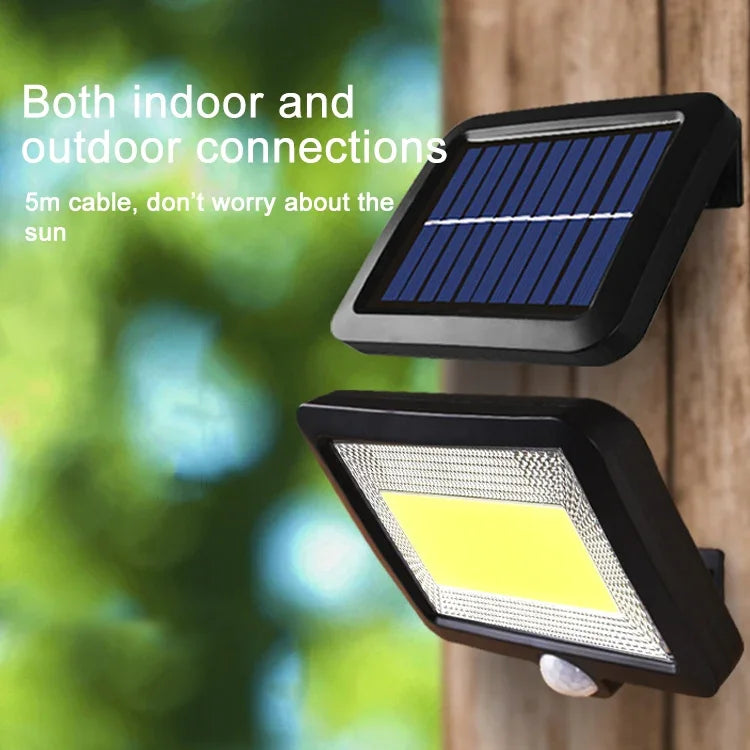 Lampe murale solaire COB avec détection corporelle séparée, lumière de jardin étanche pour extérieur, éclairage de rue, 100 COB