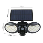 56 LED Double Têtes Rotatives Lumière Solaire Murale Extérieure Étanche, Éclairage Domestique Intégré, 56 LED