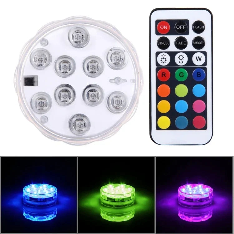 10 LED Cylindriques Télécommandées avec Télécommande, Portée de la Télécommande (en Zone Ouverte) : 7,3-9,1 Mètres, 10 LED