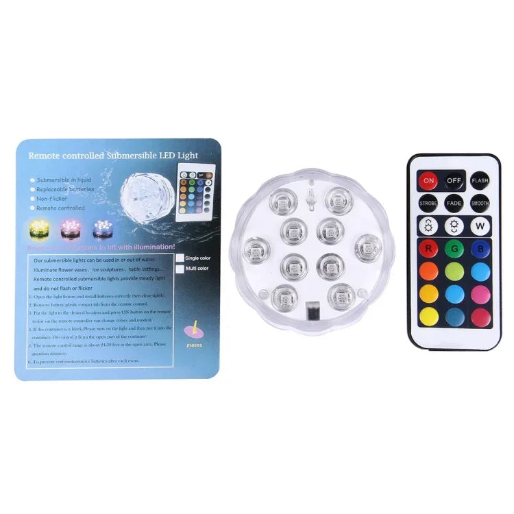 10 LED Cylindriques Télécommandées avec Télécommande, Portée de la Télécommande (en Zone Ouverte) : 7,3-9,1 Mètres, 10 LED
