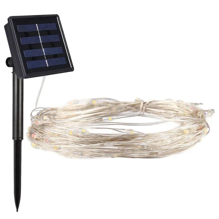 20m 200 LEDs SMD 0603 Panneau solaire Guirlande lumineuse fil d'argent Lumière de fée Décorative, DC 5V, 20m 200 LEDs Lumière colorée, 20m 200 LEDs Lumière blanche
