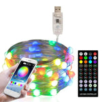 Guirlande lumineuse de Noël USB en fil de cuivre avec télécommande et contrôle par application mobile Bluetooth, longueur : 20 m 200 LED, télécommande et contrôle par application, longueur : 20 m 200 LED
