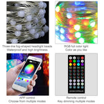Guirlande lumineuse de Noël USB en fil de cuivre avec télécommande et contrôle par application mobile Bluetooth, longueur : 20 m 200 LED, télécommande et contrôle par application, longueur : 20 m 200 LED
