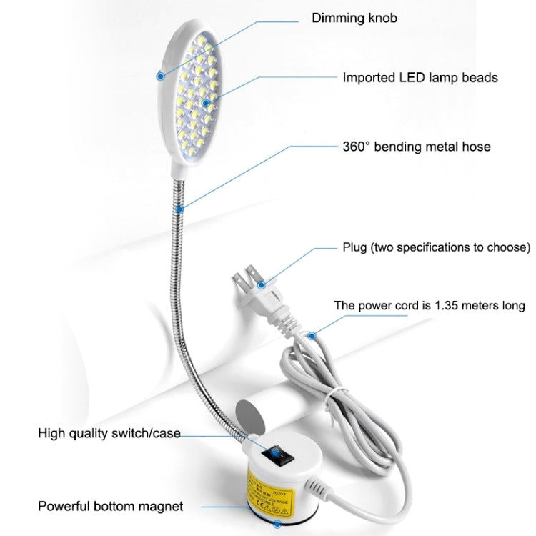 Lampe de machine à coudre à LED Dimmable Aimant de travail Lampe à économie d'énergie, 30 perles de lampe, 30 perles