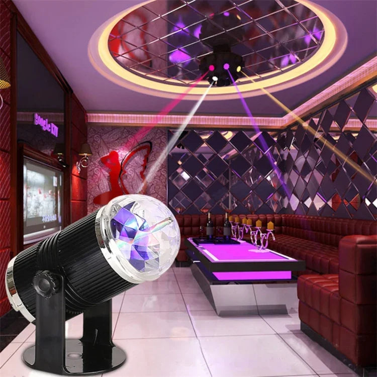 Mini lampe de scène boule magique rotative LED 3W, prise EU, prise EU