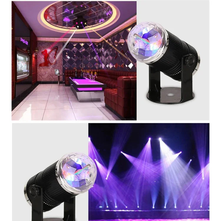 Mini lampe de scène boule magique rotative LED 3W, prise EU, prise EU