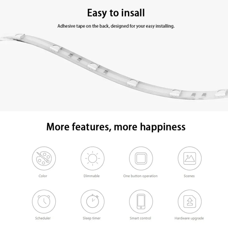 Bande lumineuse LED d'extension intelligente WiFi Yeelight Xiaomi Youpin d'origine avec télécommande APP, longueur : 1m