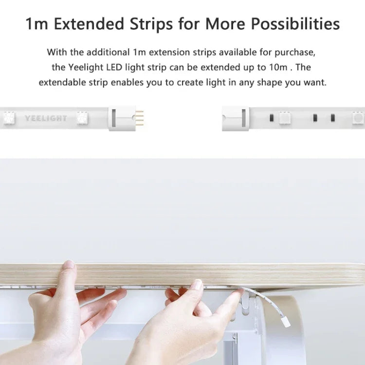 Bande lumineuse LED d'extension intelligente WiFi Yeelight Xiaomi Youpin d'origine avec télécommande APP, longueur : 1m