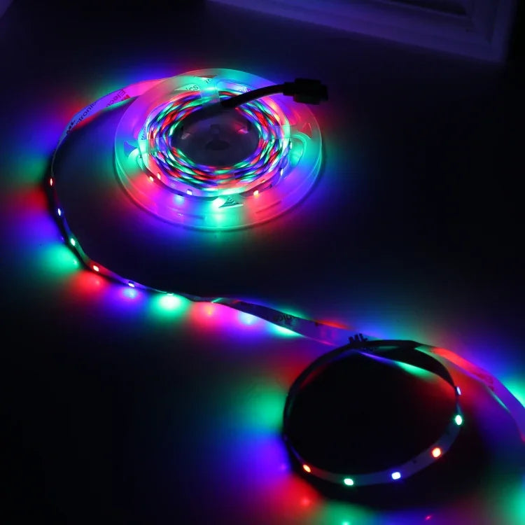 Guirlande lumineuse LED ruban RGB 2835 SMD nue, 60 LED/m, Longueur : 5m, 12V 2A 100-240V, avec télécommande 44 touches, LED RGB 2835 SMD, 5m, avec télécommande 44 touches