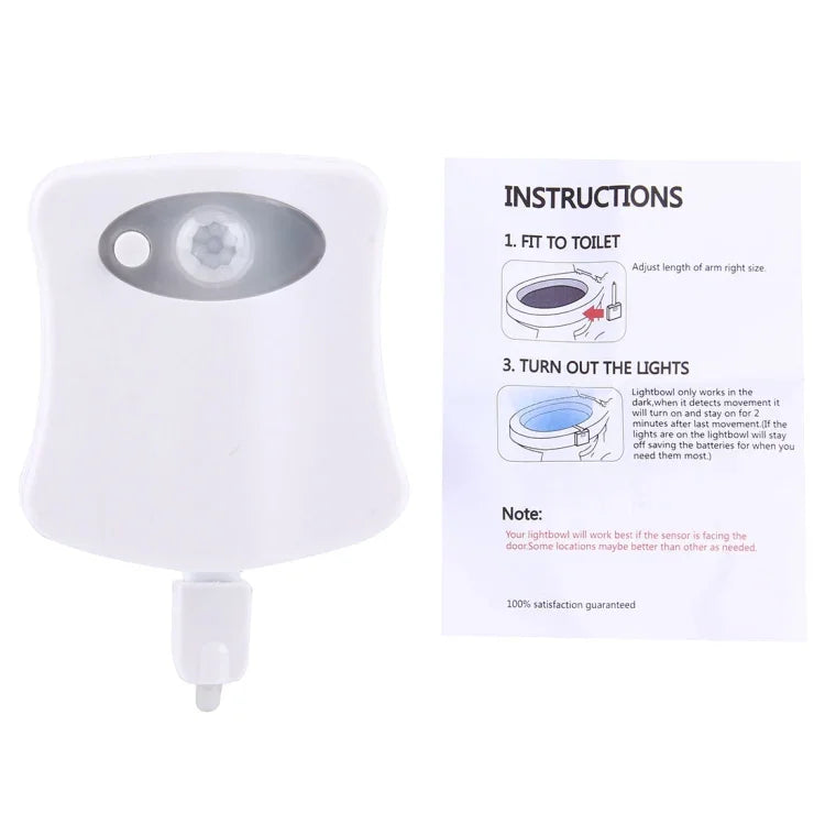 8 couleurs d'éclairage intérieur Veilleuses Détecteur de mouvement LED Abattant de toilette Lampe de cuvette, LED1660, LED1660US