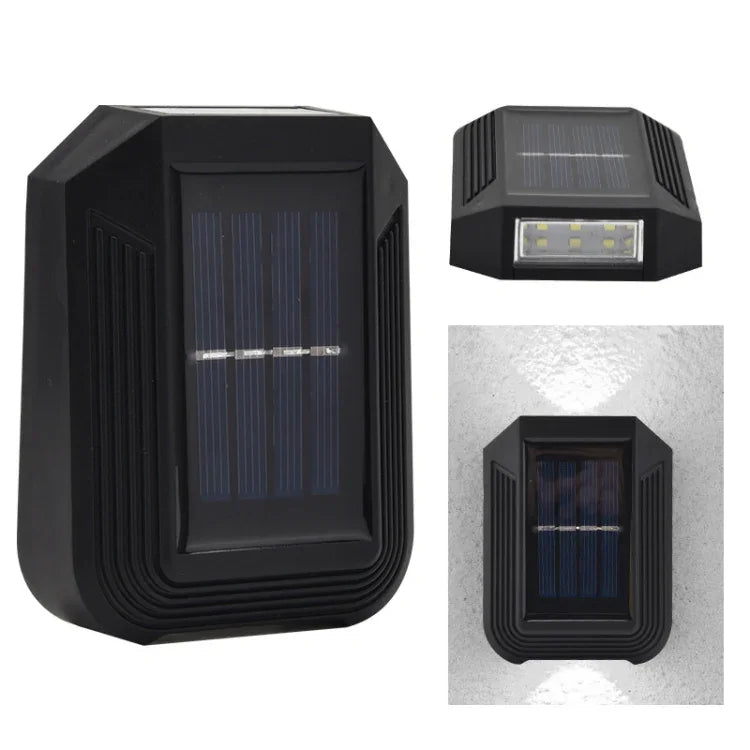 Applique murale solaire extérieure 6 LED, luminaire décoratif de jardin haut et bas