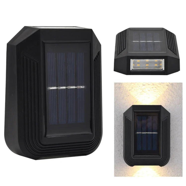 Applique murale solaire extérieure 6 LED, luminaire décoratif de jardin haut et bas